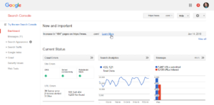 google search console dashboard